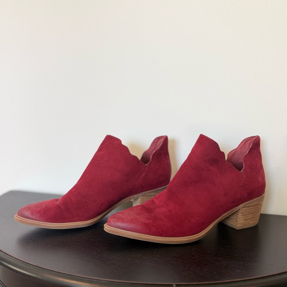 Betsey Johnson Burgundy Suede Ankle Booties